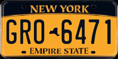 NY license plate GRO6471