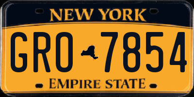 NY license plate GRO7854