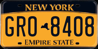 NY license plate GRO8408