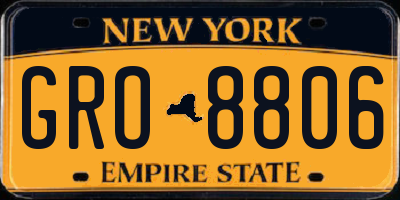 NY license plate GRO8806