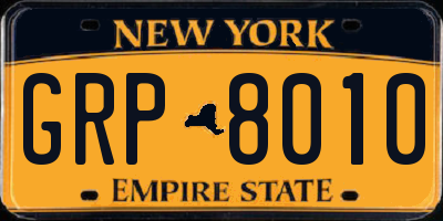 NY license plate GRP8010