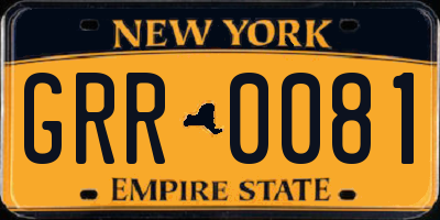 NY license plate GRR0081