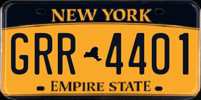 NY license plate GRR4401
