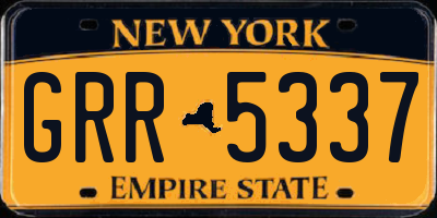 NY license plate GRR5337