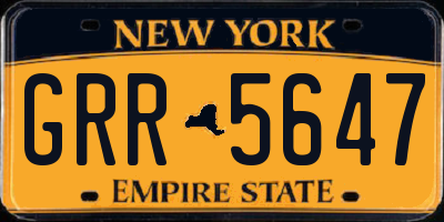 NY license plate GRR5647