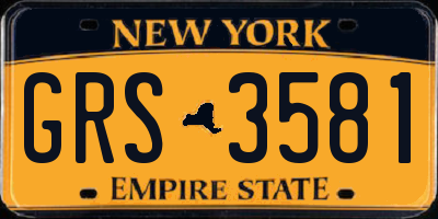 NY license plate GRS3581