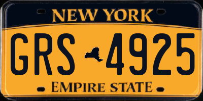 NY license plate GRS4925