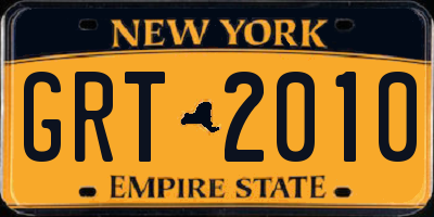 NY license plate GRT2010