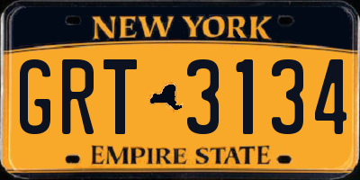 NY license plate GRT3134