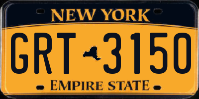 NY license plate GRT3150