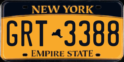 NY license plate GRT3388