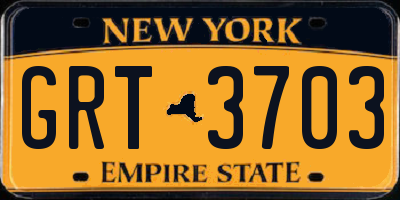 NY license plate GRT3703