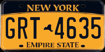 NY license plate GRT4635