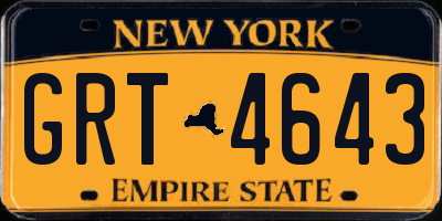 NY license plate GRT4643