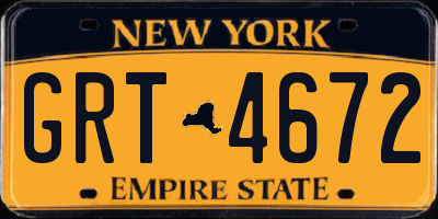 NY license plate GRT4672