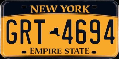 NY license plate GRT4694