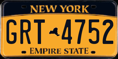 NY license plate GRT4752