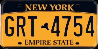 NY license plate GRT4754