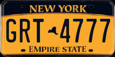NY license plate GRT4777