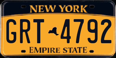 NY license plate GRT4792