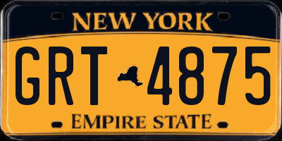 NY license plate GRT4875