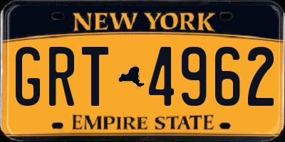 NY license plate GRT4962