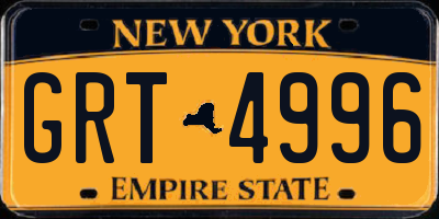 NY license plate GRT4996