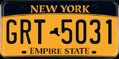 NY license plate GRT5031