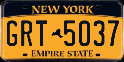 NY license plate GRT5037