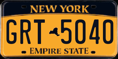 NY license plate GRT5040