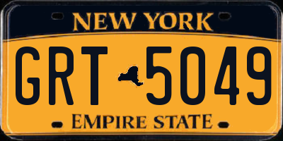 NY license plate GRT5049