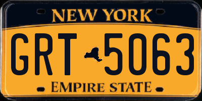 NY license plate GRT5063