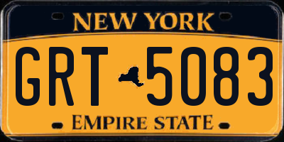 NY license plate GRT5083