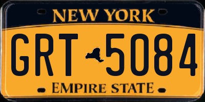 NY license plate GRT5084