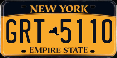 NY license plate GRT5110