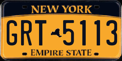 NY license plate GRT5113