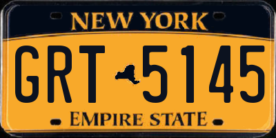 NY license plate GRT5145