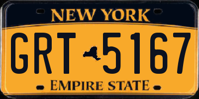 NY license plate GRT5167