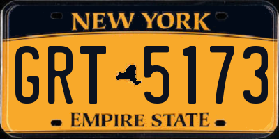 NY license plate GRT5173