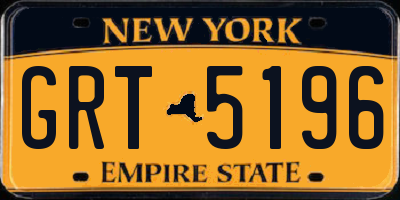NY license plate GRT5196