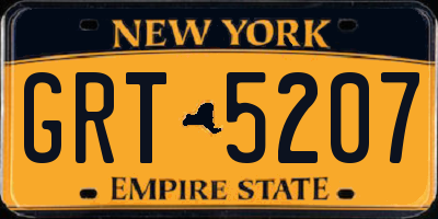 NY license plate GRT5207
