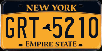 NY license plate GRT5210