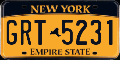 NY license plate GRT5231