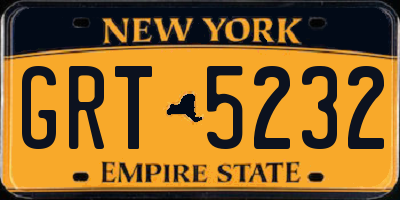 NY license plate GRT5232