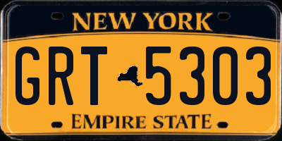 NY license plate GRT5303
