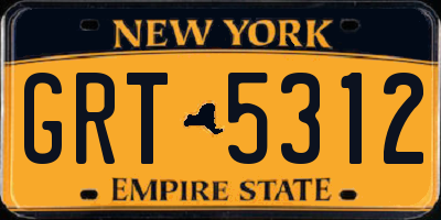 NY license plate GRT5312