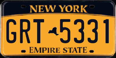 NY license plate GRT5331