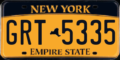 NY license plate GRT5335