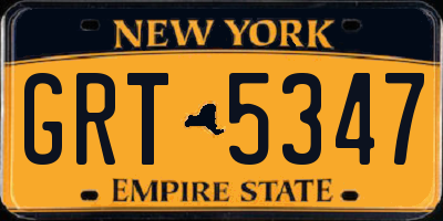 NY license plate GRT5347