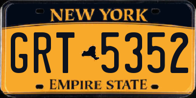 NY license plate GRT5352